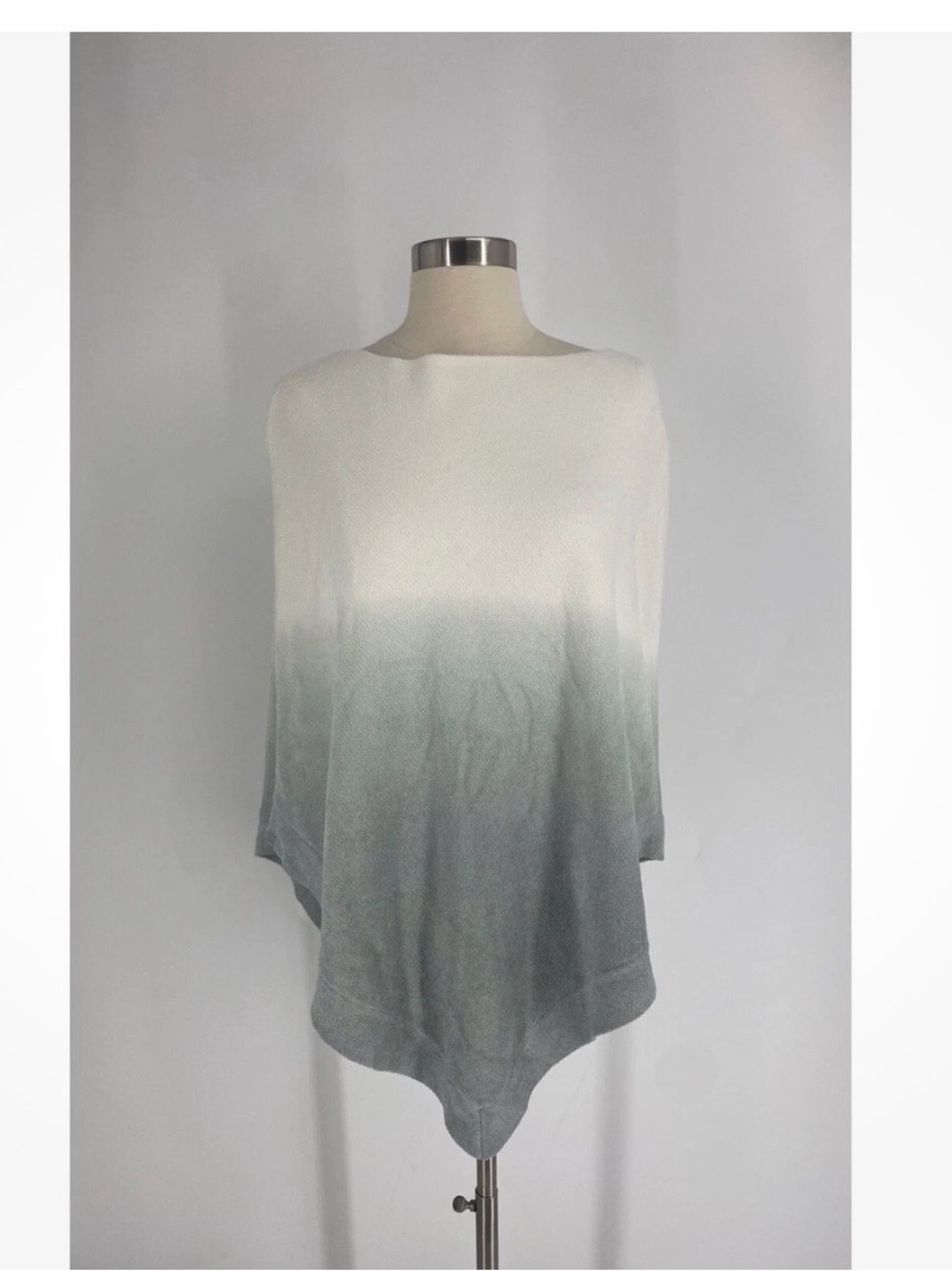 Barefoot Dreams Cream to Gray Ombre Knit Poncho Sweater
